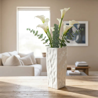 Florero Rectangular Cerámica Esmaltada 35x15 cm - Diseño Contemporáneo Florero Frank Home Chile