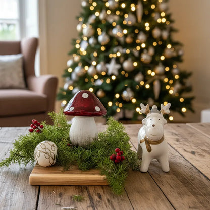 Reno Cerámica Navidad 13cm - Adorno Festivo Minimalista Adorno Frank Home Chile