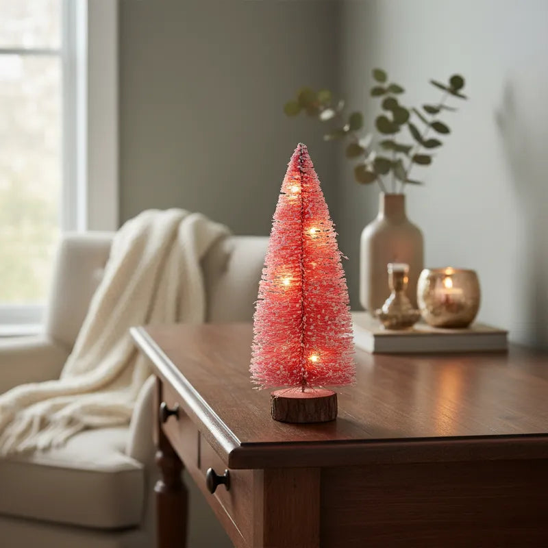 Mini Árbol Navidad Verde o Rojo con luz 20 cm Adorno Frank Home Chile