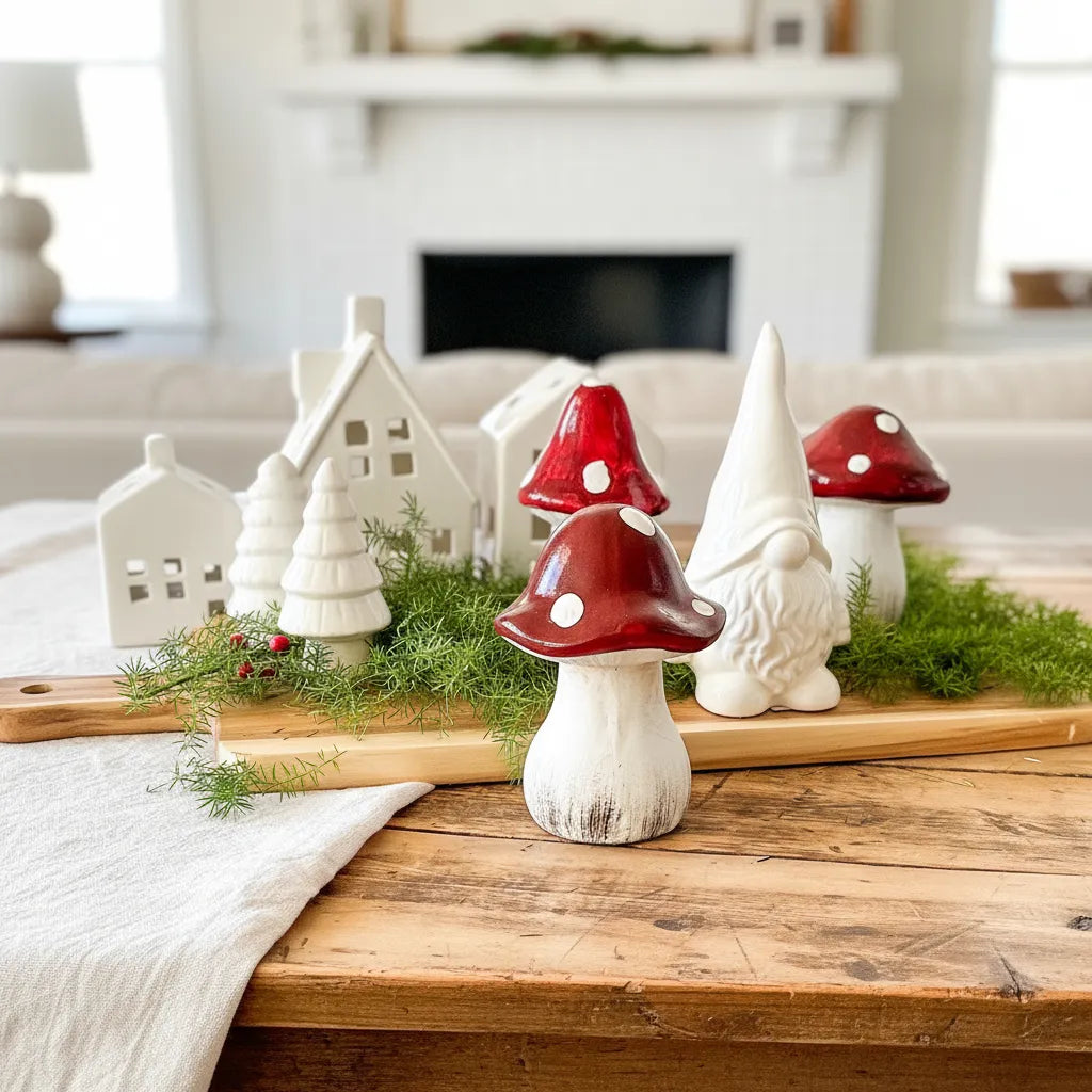 Set 3 Setas Cerámica 11cm - Decoración Bosque Encantado Adorno Frank Home Chile