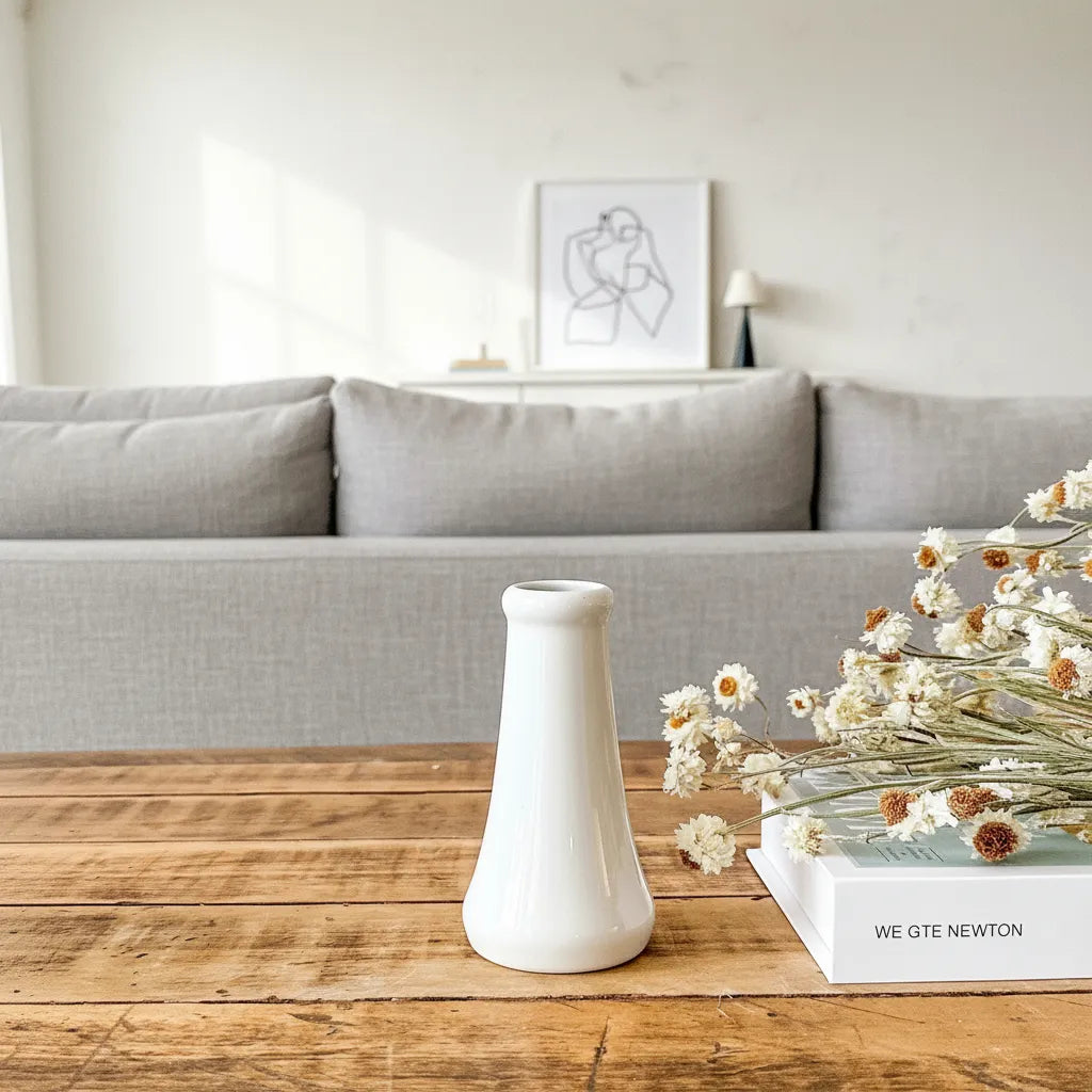 Mini Florero Solitario Cerámica Blanca Florero Frank Home Chile