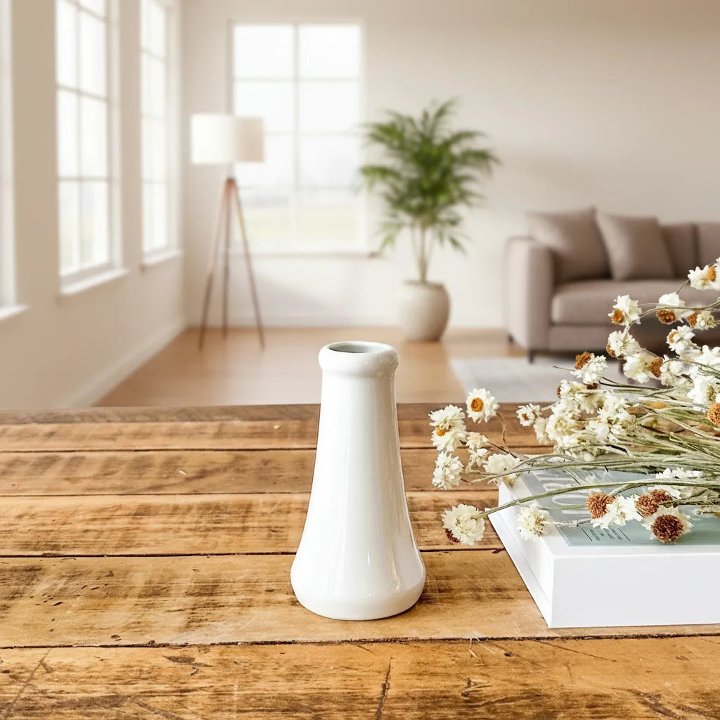 Mini Florero Solitario Cerámica Blanca Florero Frank Home Chile