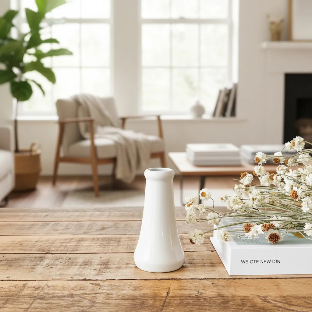 Mini Florero Solitario Cerámica Blanca Florero Frank Home Chile