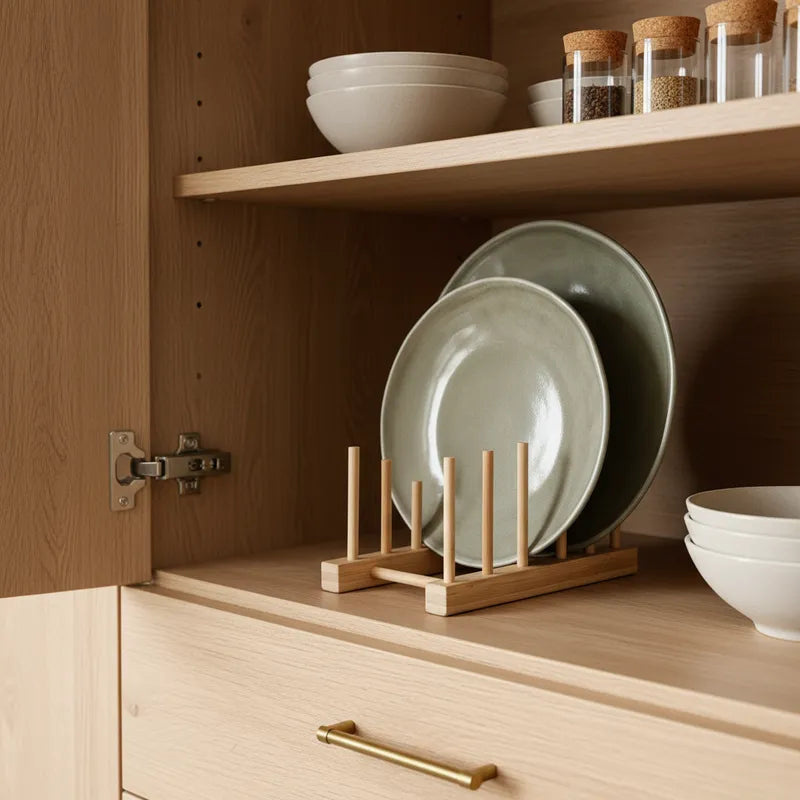 Soporte Organizador Platos Vajilla Bambú 34.5cm - 4 Tamaños Soporte Frank Home Chile