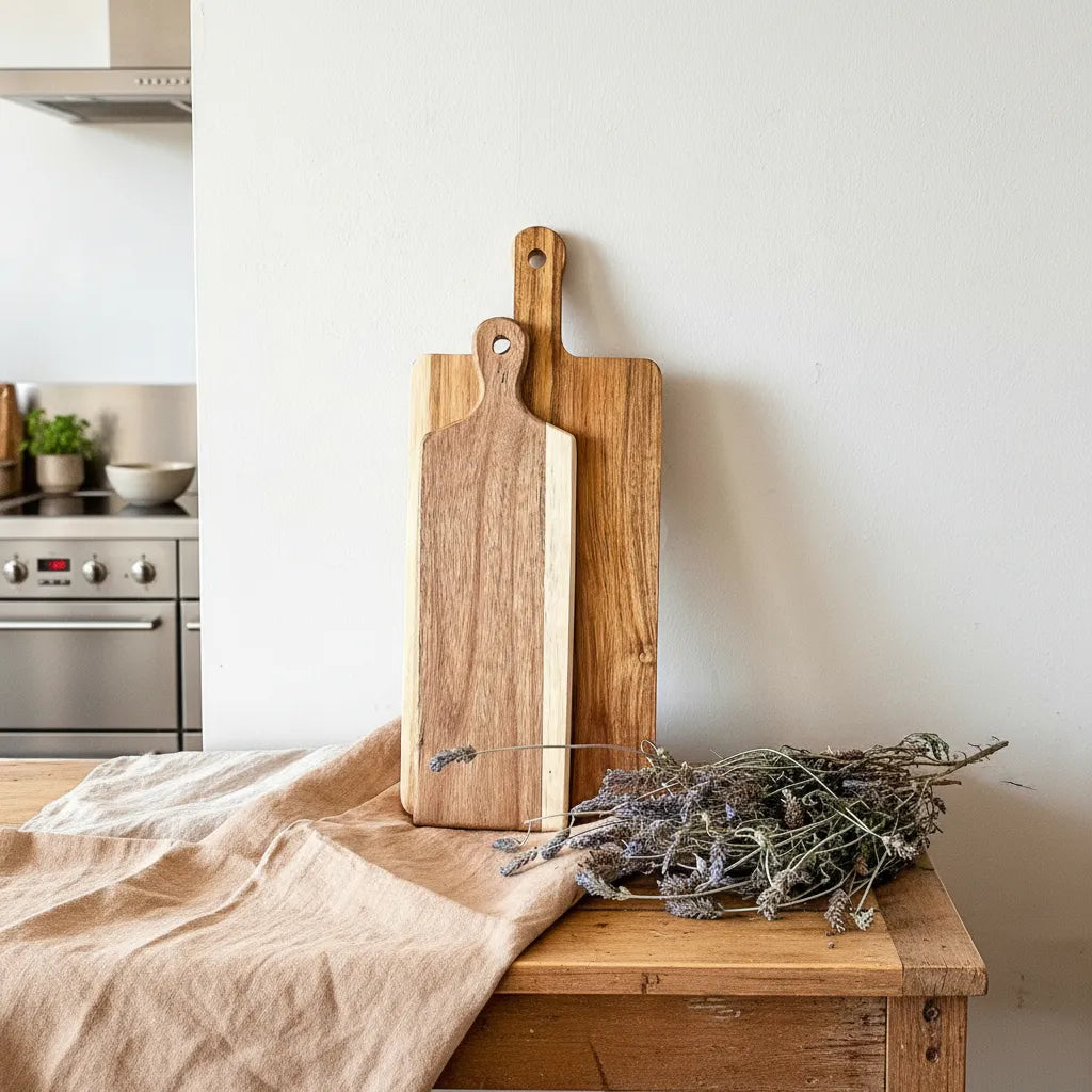 Set 2 Tablas Madera 45cm y 38.5cm - Picoteo y Pizza bandeja Frank Home Chile