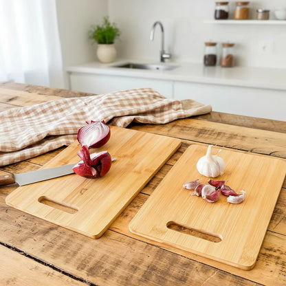 Set 2 Tablas Picar Bambú 33cm y 28cm - Antibacterial Duraderas bandeja Frank Home Chile