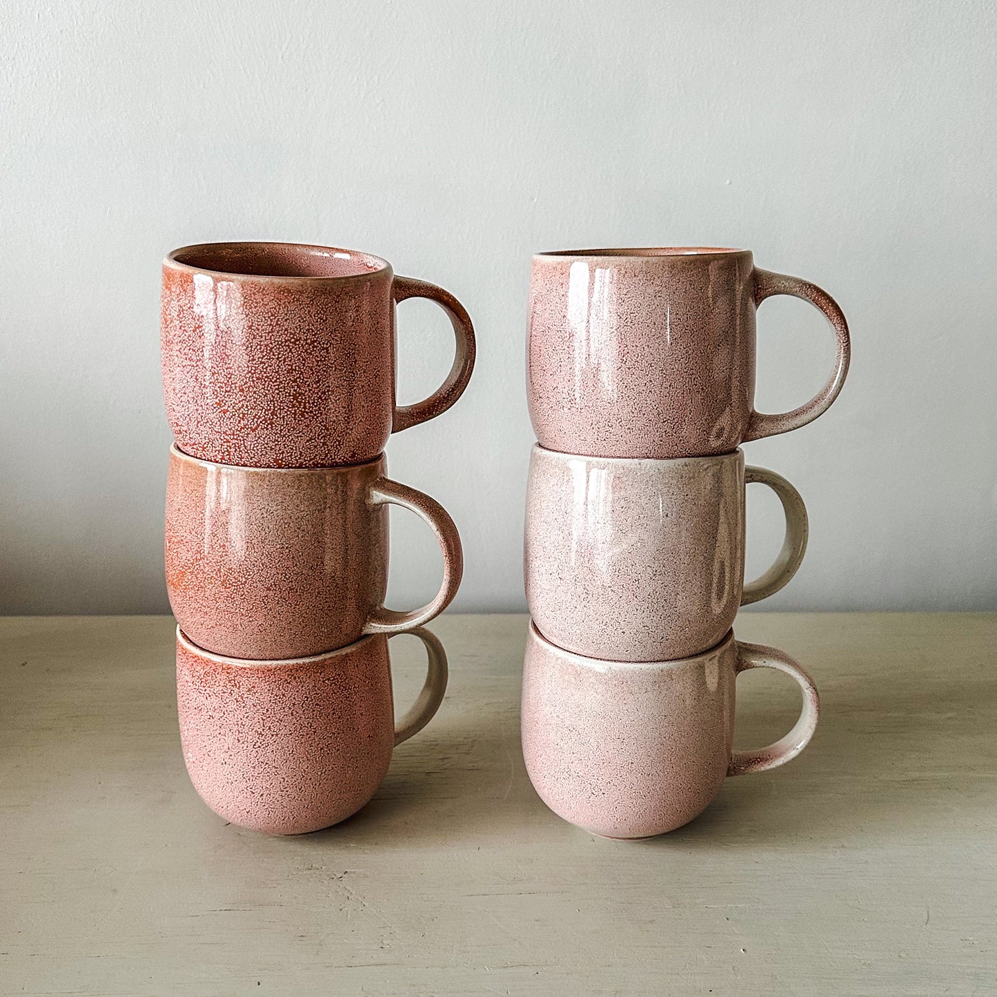 Set 6 tazones cerámica rosa destonalizados 350 ml Tazon Frank Home Chile