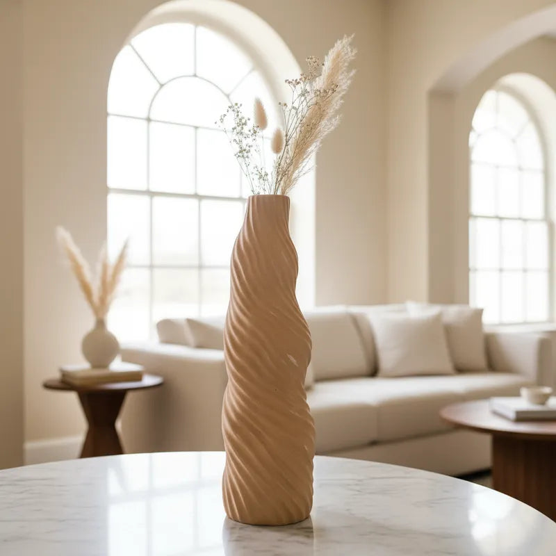 Floreros Terracota Artesanales - Diseño Hojas y Espiral 30-33cm Florero Frank Home Chile