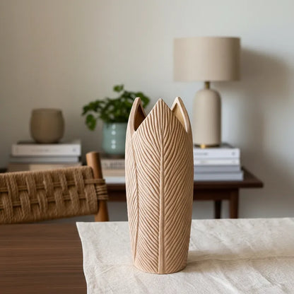 Floreros Terracota Artesanales - Diseño Hojas y Espiral 30-33cm Florero Frank Home Chile