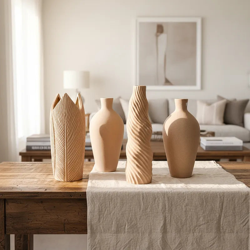 Floreros Terracota Artesanales - Diseño Hojas y Espiral 30-33cm Florero Frank Home Chile