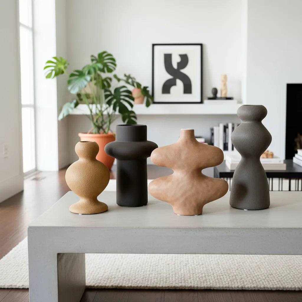 Florero cerámica café Florero Frank Home Chile