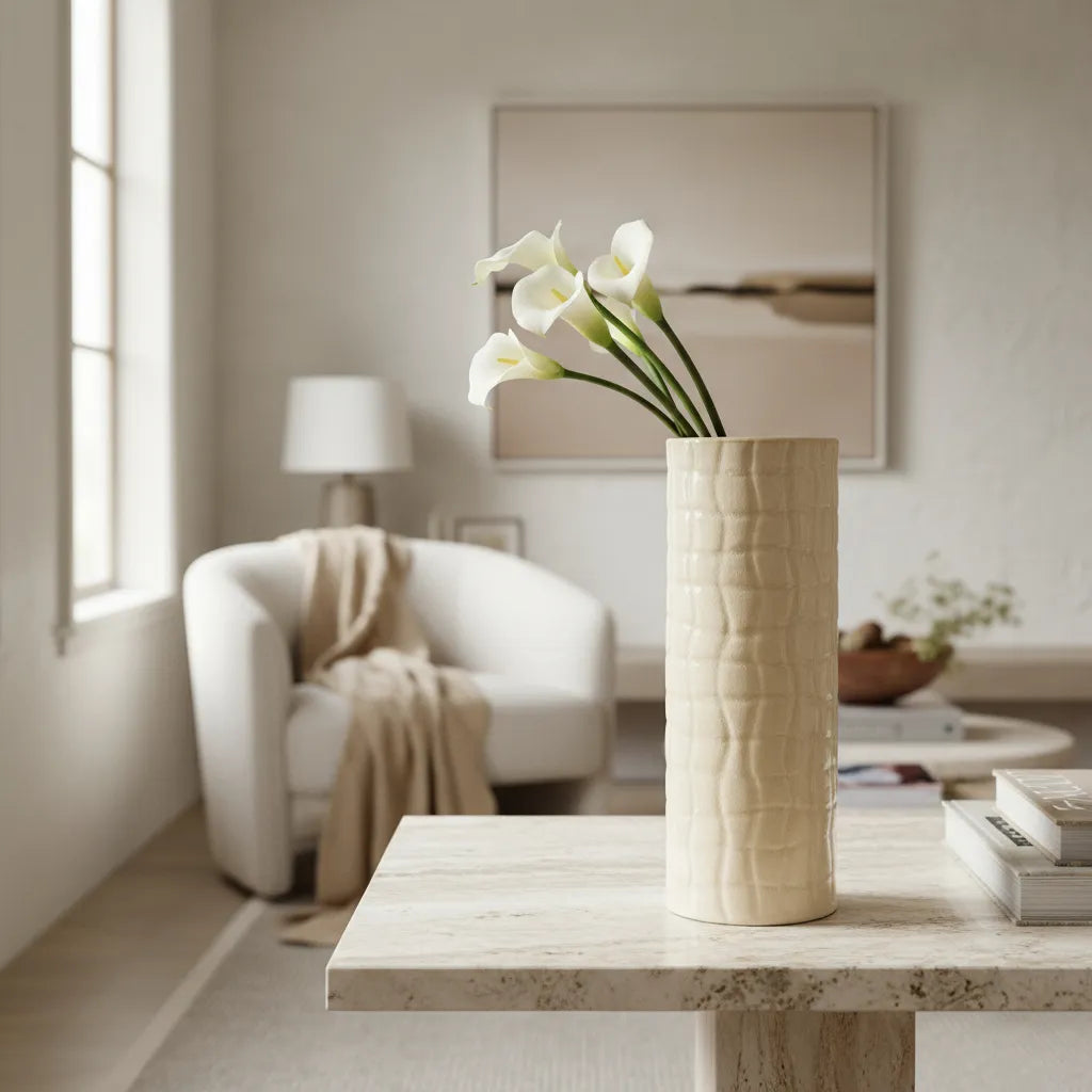 Florero Cilindro Textura Beige Florero Frank Home Chile