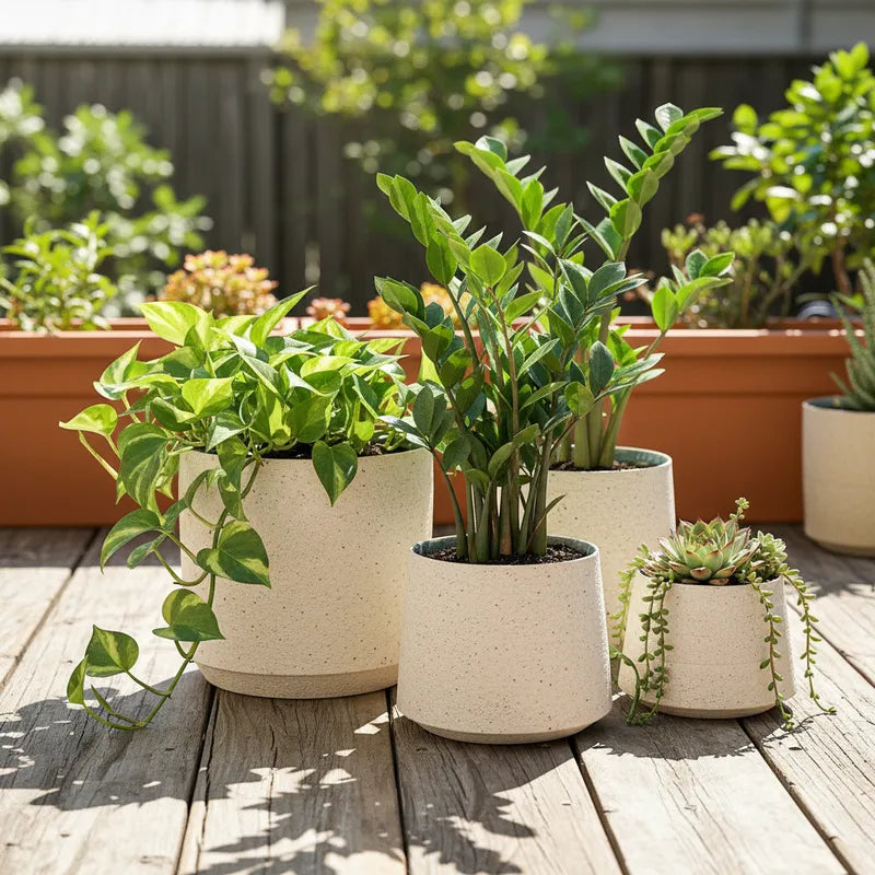 Porta Macetero Cerámica Interior Azul - Diseño Elegante 3 Tamaños Porta Macetero Frank Home Chile