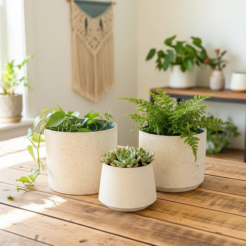 Porta Macetero Cerámica Interior Azul - Diseño Elegante 3 Tamaños Porta Macetero Frank Home Chile