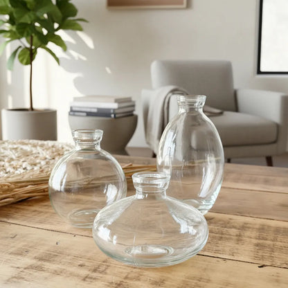 Trío 3 Mini Floreros Vidrio Vintage 12cm - Formas Orgánicas Florero Frank Home Chile