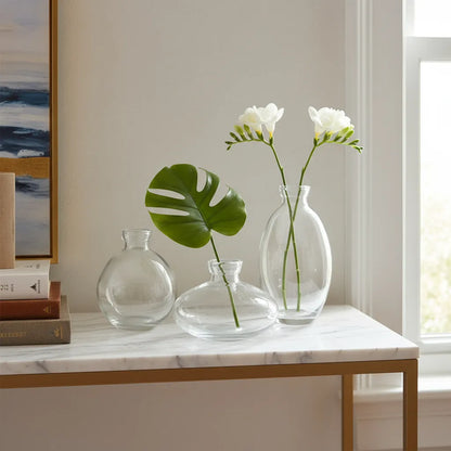 Trío 3 Mini Floreros Vidrio Vintage 12cm - Formas Orgánicas Florero Frank Home Chile