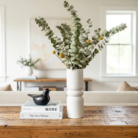 Florero Cerámica Esmaltada Tubo Anillo Florero Frank Home Chile