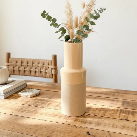 Florero Tubo Bicolor Cerámica 31 cm - Diseño Minimalista Contemporáneo Florero Frank Home Chile