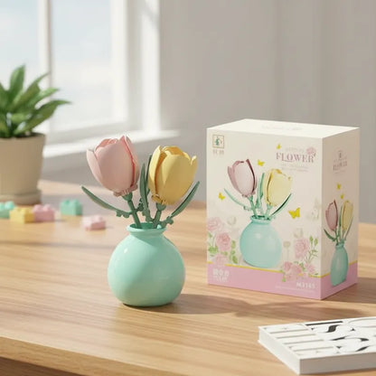 Bloques de Construcción Flores Tulipanes con Jarrón Florero Frank Home Chile