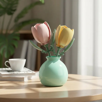 Bloques de Construcción Flores Tulipanes con Jarrón Florero Frank Home Chile