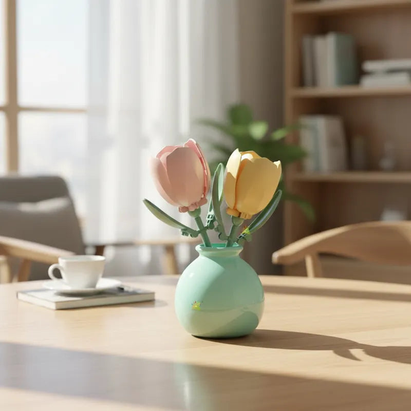 Bloques de Construcción Flores Tulipanes con Jarrón Florero Frank Home Chile