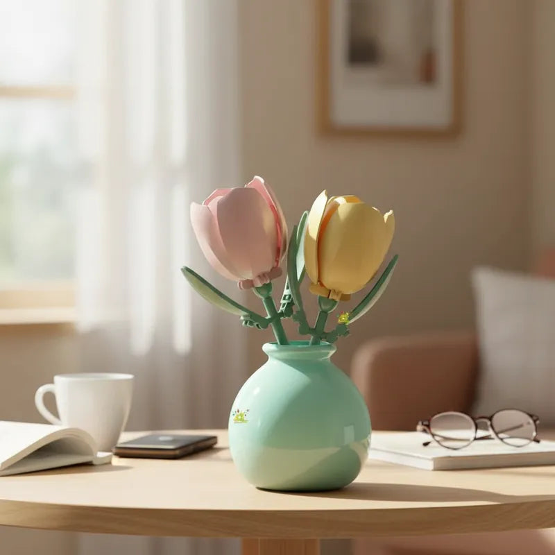 Bloques de Construcción Flores Tulipanes con Jarrón Florero Frank Home Chile