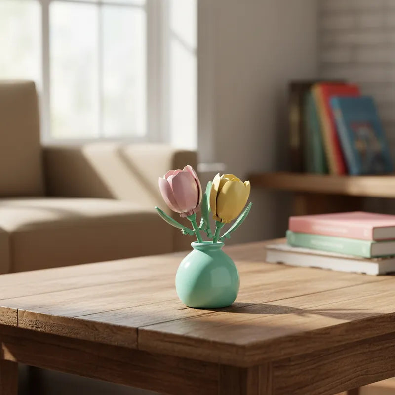 Bloques de Construcción Flores Tulipanes con Jarrón Florero Frank Home Chile