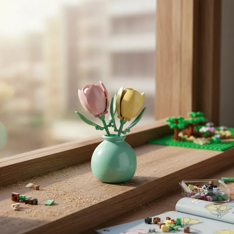 Bloques de Construcción Flores Tulipanes con Jarrón Florero Frank Home Chile