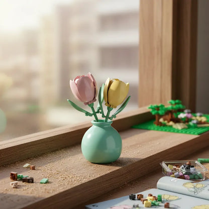 Bloques de Construcción Flores Tulipanes con Jarrón Florero Frank Home Chile