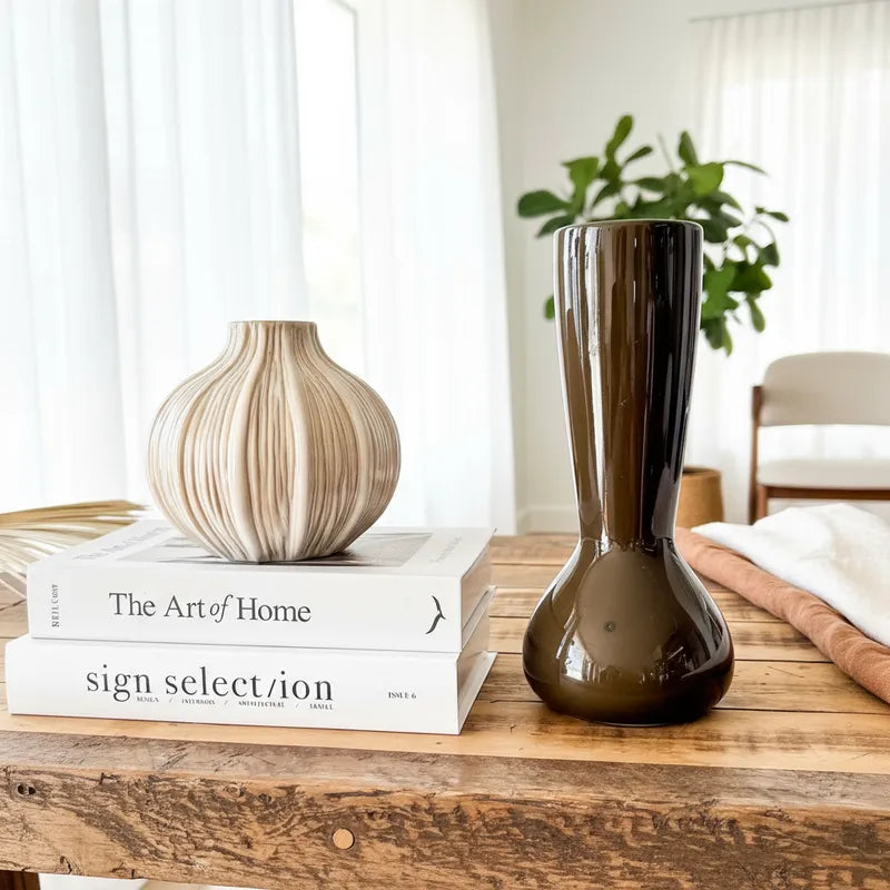 Florero Cerámica Café Moro Esmaltada - 3 Tamaños Disponibles Florero Frank Home Chile