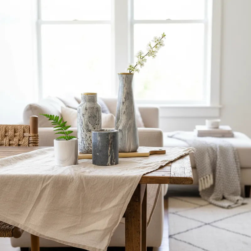 Florero textura mármol ribete dorado Florero Frank Home Chile