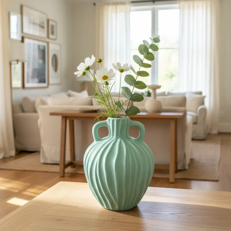 Vasija Cerámica Turquesa 18cm - Frank Home Florero Frank Home Chile