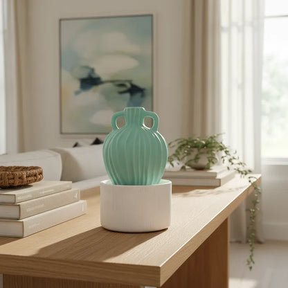 Vasija Cerámica Turquesa 18cm - Frank Home Florero Frank Home Chile