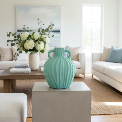 Vasija Cerámica Turquesa 18cm - Frank Home Florero Frank Home Chile