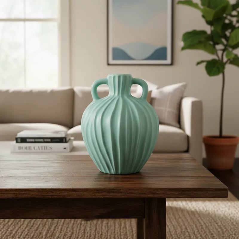 Vasija Cerámica Turquesa 18cm - Frank Home Florero Frank Home Chile