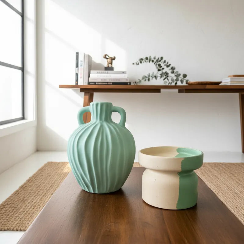 Vasija Cerámica Turquesa 18cm - Frank Home Florero Frank Home Chile