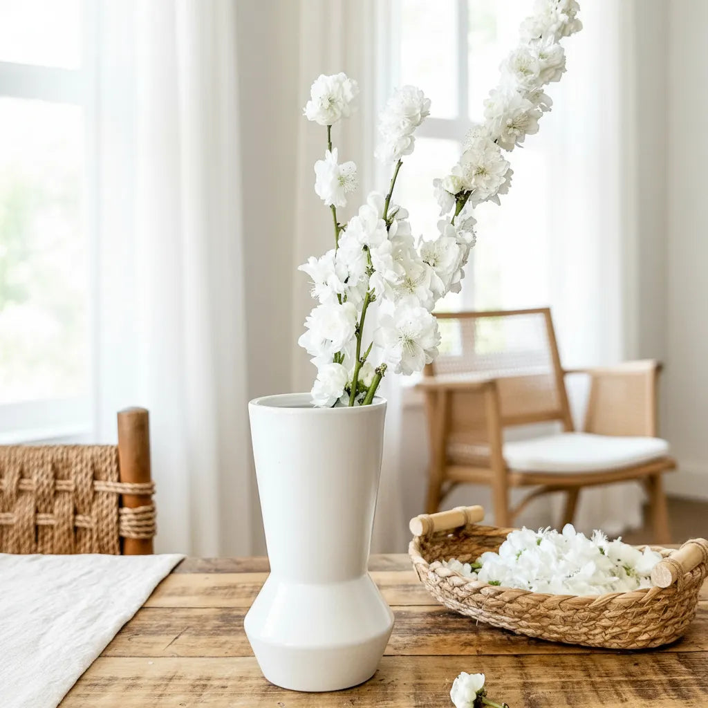 Florero Cerámica Vasija Blanca Florero Frank Home Chile