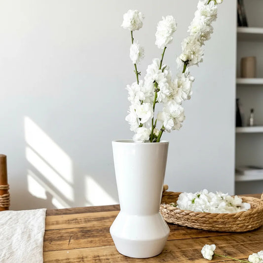 Florero Cerámica Vasija Blanca Florero Frank Home Chile