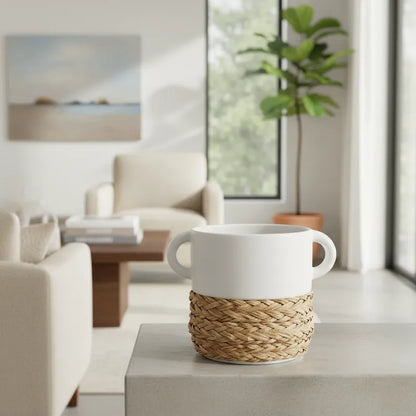 Vasija Cerámica Trenza Cestería 25cm - Frank Home Florero Frank Home Chile