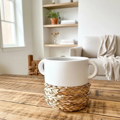 Vasija Cerámica Trenza Cestería 25cm - Frank Home Florero Frank Home Chile