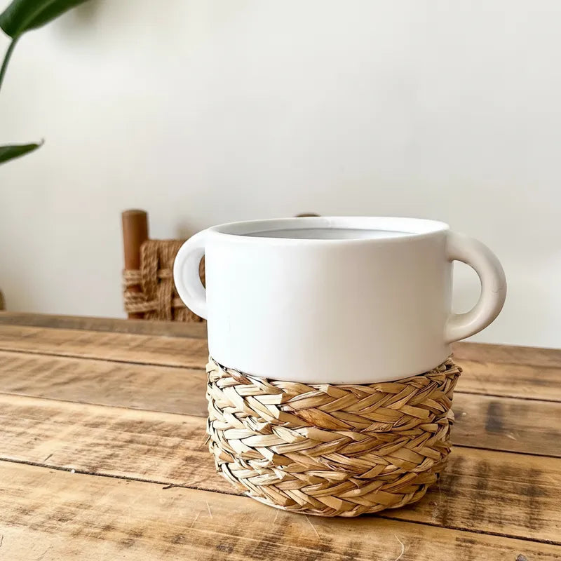 Vasija Cerámica Trenza Cestería 25cm - Frank Home Florero Frank Home Chile