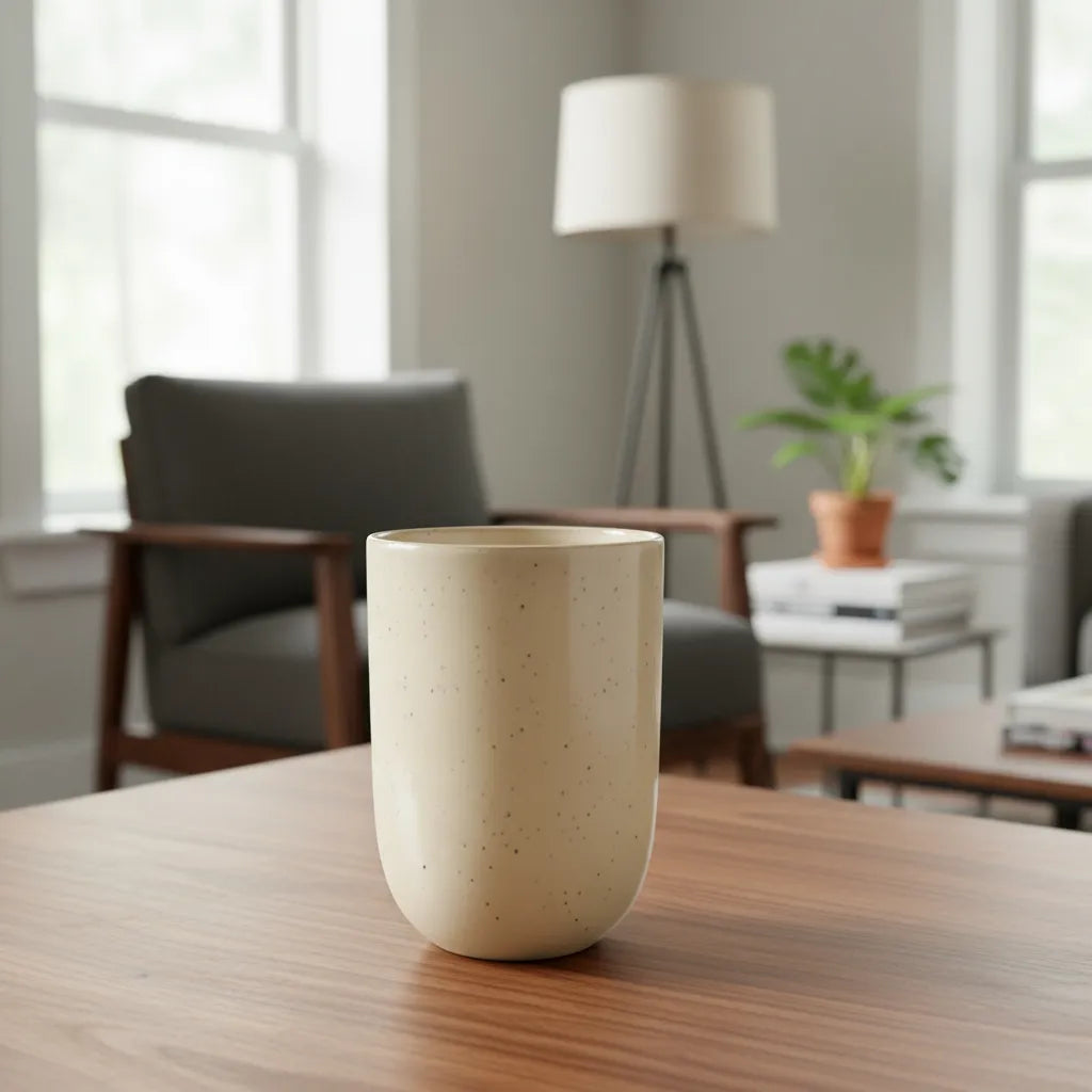 Set 6 Vasos Cerámica Beige Jaspeado 300ml - Elegante Rústico Vasos Frank Home Chile