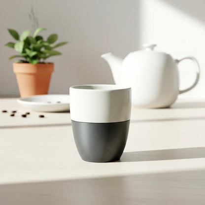 Set 6 Vasos Cerámica Bicolor Azul Blanco 200ml - Línea Negra Vasos Frank Home Chile