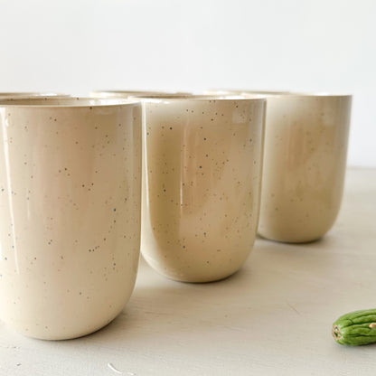 Set 6 vasos cerámica beige
