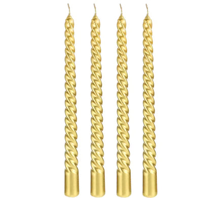 Set 4 Velas Espiral 24 cm Dorado Vela Frank Home Chile