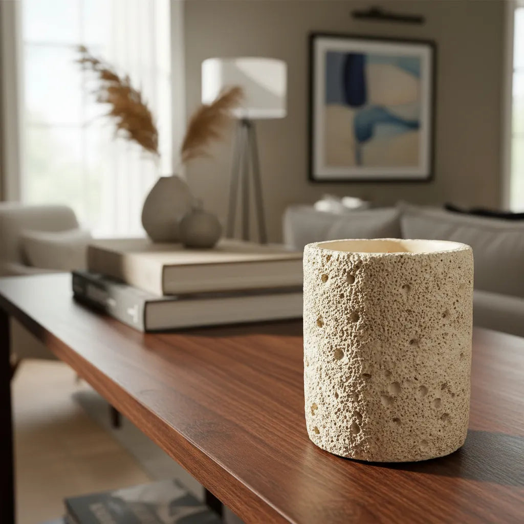 Vela Soja Frasco Cerámica Rústico 9cm - 4 Colores Elegantes Blanco Vela Frank Home Chile