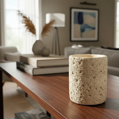 Vela Soja Frasco Cerámica Rústico 9cm - 4 Colores Elegantes Blanco Vela Frank Home Chile