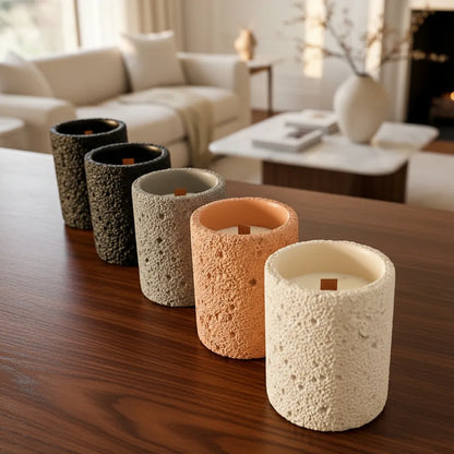 Vela Soja Frasco Cerámica Rústico 9cm - 4 Colores Elegantes Vela Frank Home Chile