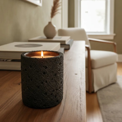 Vela Soja Frasco Cerámica Rústico 9cm - 4 Colores Elegantes Negro Vela Frank Home Chile