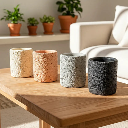 Vela Soja Frasco Cerámica Rústico 9cm - 4 Colores Elegantes Gris Vela Frank Home Chile